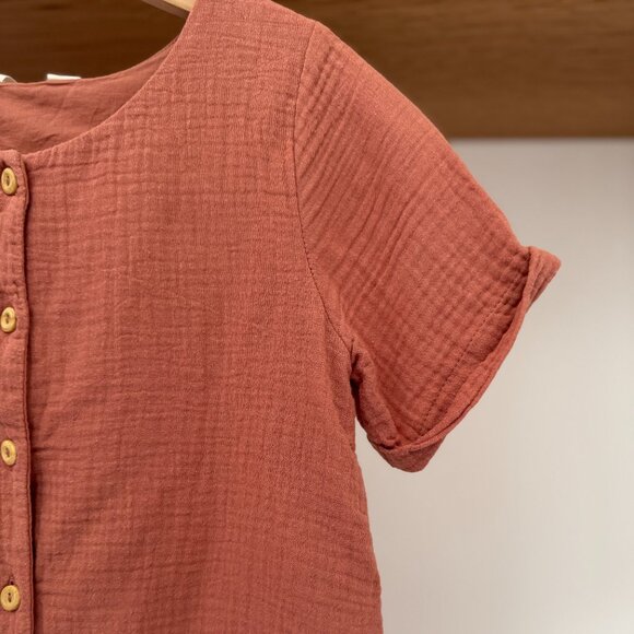 HM 100% COTTON GAUZE DRESS ROSE ORANGE 9-10 FLOWY ORGANIC CLASSIC DRIES FAST - Picture 5 of 15